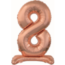 Godan Folienballon -Zahl 8- Rosegold mit Standfuß...