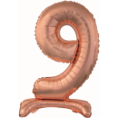 Godan Folienballon -Zahl 9- Rosegold mit Standfuß...