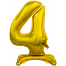 Godan Folienballon -Zahl 4- Gold mit Standfuß...