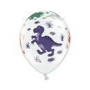 6 Luftballons Dinosaurier Wei&szlig; &oslash;30cm