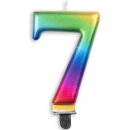 Globos Tortenkerze Zahl 7 Regenbogen Metallic Höhe...