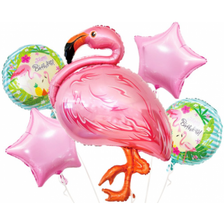 Godan Folien-Ballonstrauß Flamingo 5St-1Set