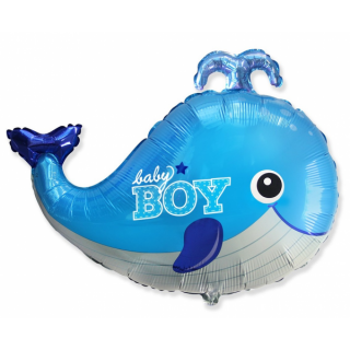 Flexmetal Folienballon Baby Boy Wal Blau 86cm unverpackt-1St