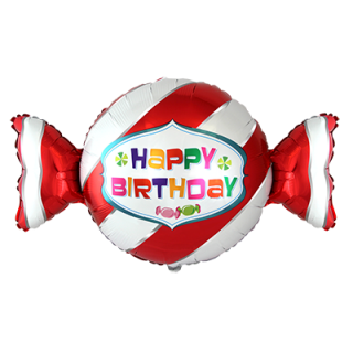 Flexmetal Folienballon Happy Birthday Bonbon Rot 85cm-1St