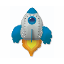 Flexmetal Folienballon Rakete Blau 76cm unverpackt-1St