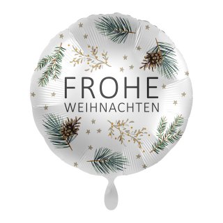 Luftballon Frohe Weihnachten Winterblätter Folie ø43cm