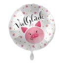 Luftballon Viel Gl&uuml;ck Schweinkopf Folie &oslash;43cm