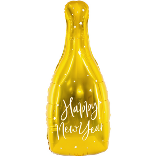 Partydeco Folienballon Happy New Year Sektflasche 82cm-1St