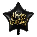 Sternballon Happy Birthday Schwarz Folie &oslash;40cm