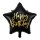 Partydeco Folienballon Stern Happy Birthday Schwarz ø40cm-1St
