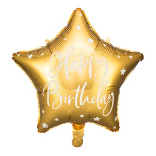 Partydeco Folienballon Stern Happy Birthday Gold ø40cm-1St