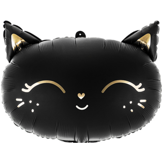 Partydeco Folienballon Katzenkopf Schwarz 60cm-1St