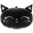 Partydeco Folienballon Katzenkopf Schwarz 60cm-1St