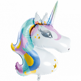 Partydeco Folienballon Einhornkopf Bunt 90cm-1St
