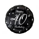 Luftballon Zahl 40 Happy Birthday Schwarz Silber Folie...
