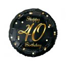 Luftballon Zahl 40 Happy Birthday Schwarz Gold Folie...