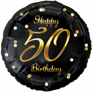 Godan Folienballon -Zahl 50- Happy Birthday Mix  ø46cm-1St
