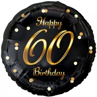 Godan Folienballon -Zahl 60- Happy Birthday Gold ø46cm-1St