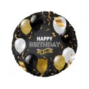 Luftballon Happy Birthday Schwarz Gold Weiß Folie...