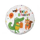 Luftballon Happy Birthday Krokodil mit Geschenk Folie...