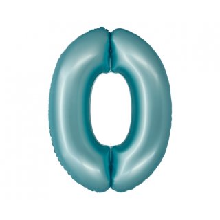 Luftballon -Zahl 0- Blau-Hellblau Folie ca 86cm