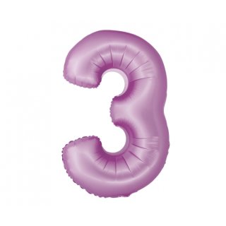 Luftballon -Zahl 3- Violett-Hellviolett Folie ca 86cm