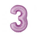 Luftballon Zahl 3 Violett-Hellviolett Satin Folie ca 76cm