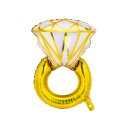 Partydeco Folienballon Diamantring Gold 95cm-1St