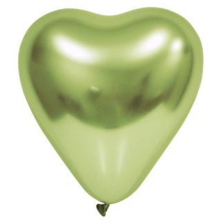 6 Herzballons Grün-Hellgrün Spiegeleffekt ø40cm
