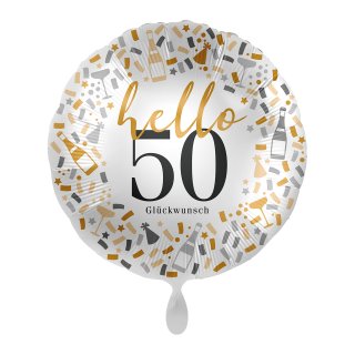 Luftballon -Zahl 50- hello Glückwunsch Mix Folie ø43cm
