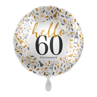 Luftballon -Zahl 60- hello Glückwunsch Mix Folie ø43cm