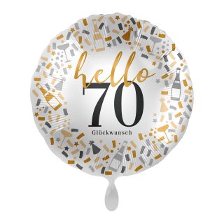 Luftballon -Zahl 70- hello Glückwunsch Mix Folie ø43cm