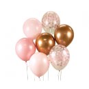 7 Luftballons Konfetti und Spiegeleffekt Rosa ø30cm
