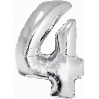 Godan Folienballon -Zahl 4- Silber Folie 76 cm-1St