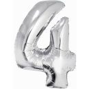Godan Folienballon -Zahl 4- Silber Folie 76 cm-1St