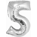 Godan Folienballon -Zahl 5- Silber Folie 76 cm-1St