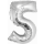 Godan Folienballon -Zahl 5- Silber Folie 76 cm-1St