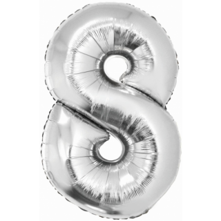 Godan Folienballon -Zahl 8- Silber Folie 76 cm-1St