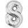 Godan Folienballon -Zahl 8- Silber Folie 76 cm-1St
