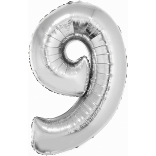 Godan Folienballon -Zahl 9- Silber Folie 76 cm-1St