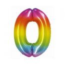 Luftballon Zahl 0 Regenbogen Folie ca 86cm