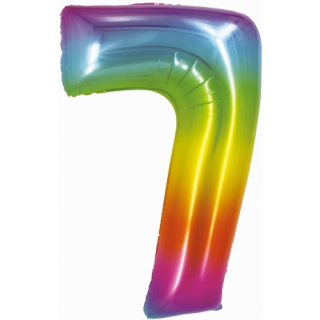Godan Folienballon -Zahl 7- Regenbogen Folie 76 cm-1St