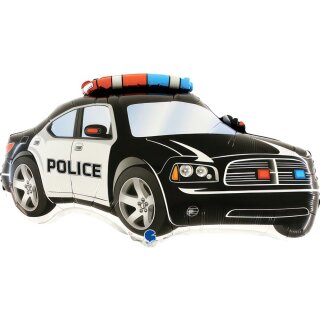 Grabo Folienballon Polizeiauto Police Schwarz 79cm unverpackt-1St