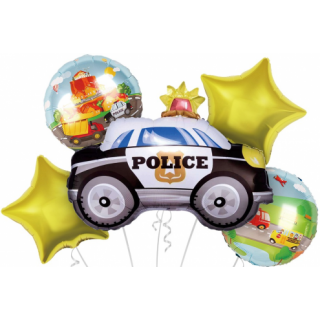 Godan Folien-Ballonstrauß Polizeiauto-5St.-1Set