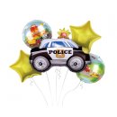 5 Luftballons Polizei-Set Folie 46x48x74cm
