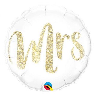 Qualatex Folienballon Mrs Weiß-Gold Glitzernd  ø46cm-1St