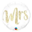 Qualatex Folienballon Mrs Weiß-Gold Glitzernd...
