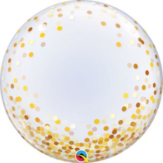 Luftballon Deco Klar Konfetti Gold Bubble Folie ø61cm