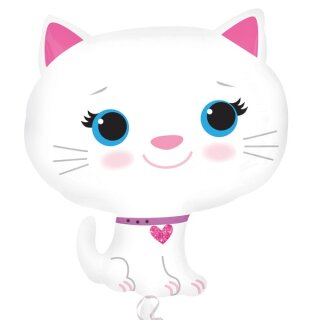 Anagram Folienballon Katze weiß 65cm unverpackt-1St