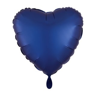 Herzballon Blau-Dunkelblau Satin Folie ø45cm